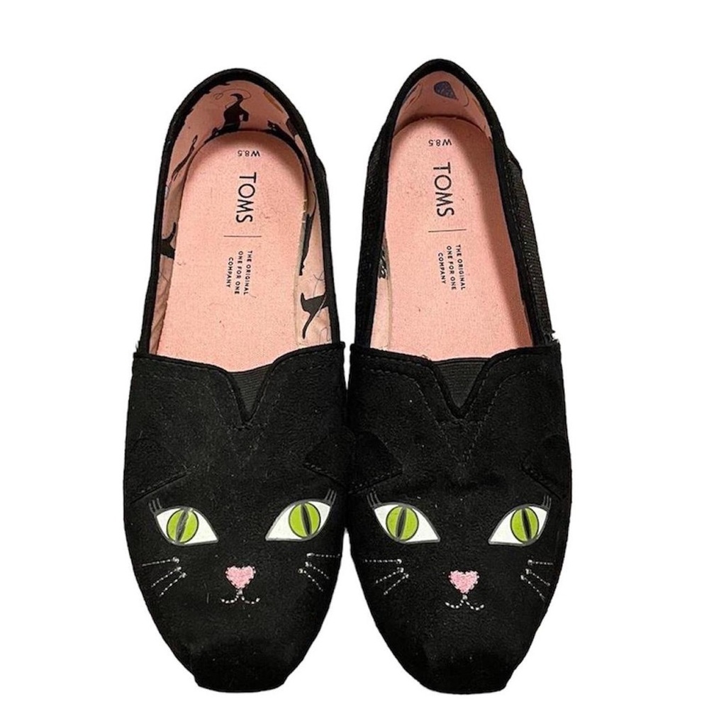 Toms glow in the dark cat slip ons